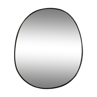 Round charcoal brass mirror 50 cm