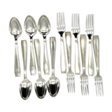 Ercuis 6 forks and 6 spoons dessert model carthage silver metal