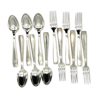 Ercuis 6 forks and 6 spoons dessert model carthage silver metal