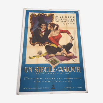 Affiche de cinema ancienne "un siècle d'amour" 1954 entoilée