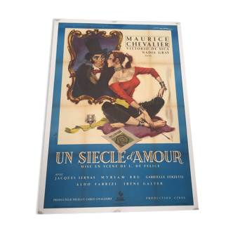 Affiche de cinema ancienne "un siècle d'amour" 1954 entoilée