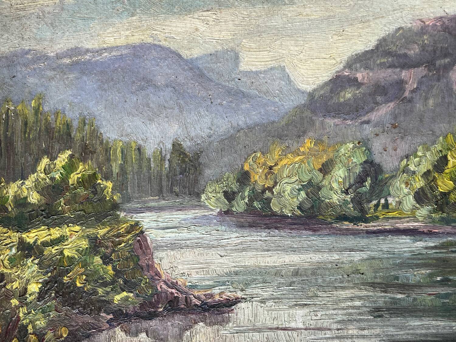 Tableau : huile sur panneau - paysage