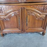 Louis XV period cherry wood sideboard with two glass panels
