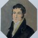 Watercolor on paper portrait man frock coat oval frame dore