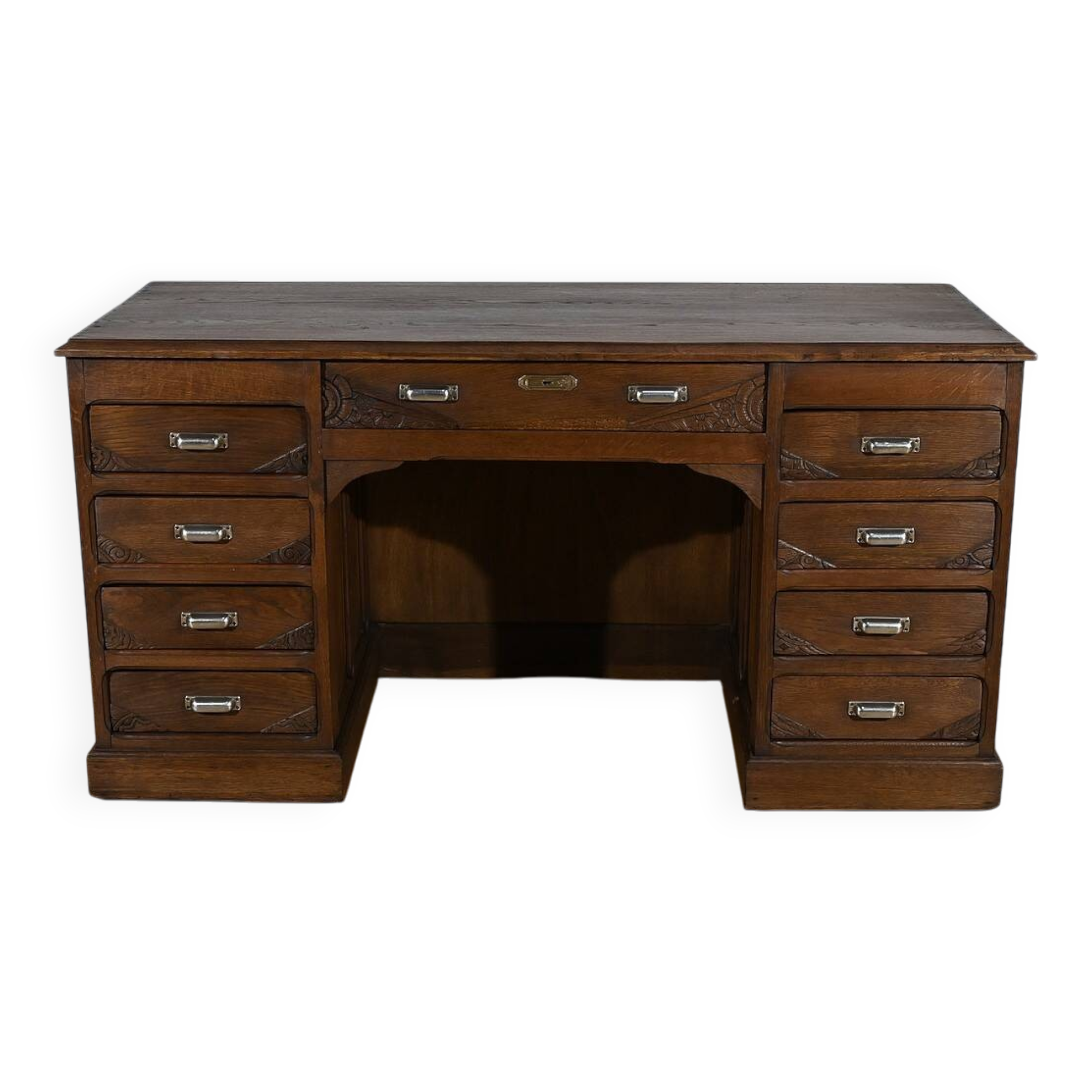 Art Deco Oak Pedestal Desk – 1940