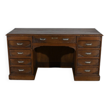 Art Deco Oak Pedestal Desk – 1940