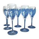 6 crystal champagne flutes from Saint-Louis and their box.