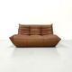 Canapé Togo en cuir marron moyen attribué à Michel Ducaroy pour Ligne Roset.