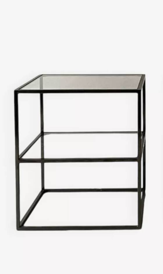 Vintage metal and glass bedside / side table, circa 1970 design