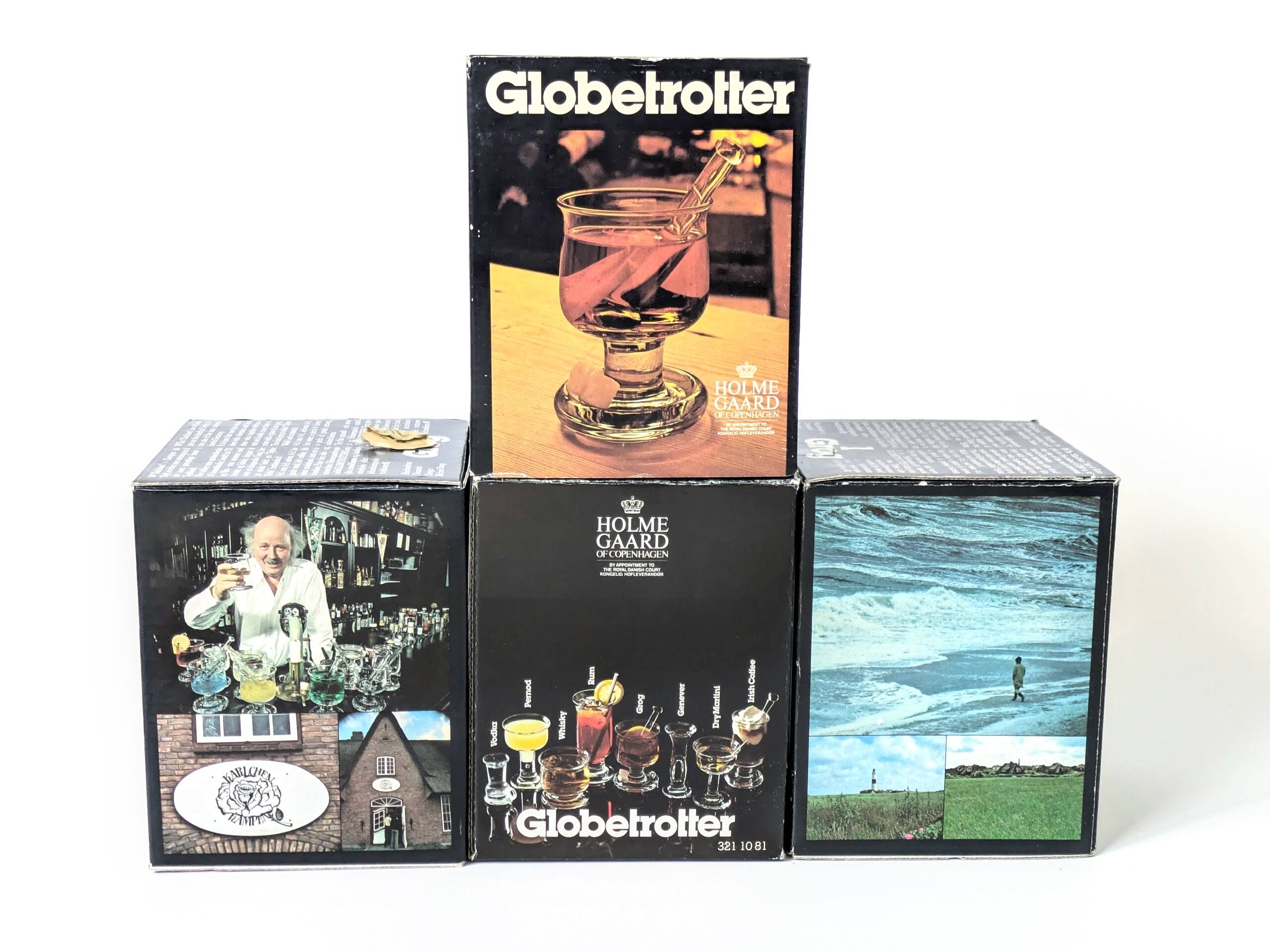 4 verres à grog et mélangeurs, Holmegaard années 70