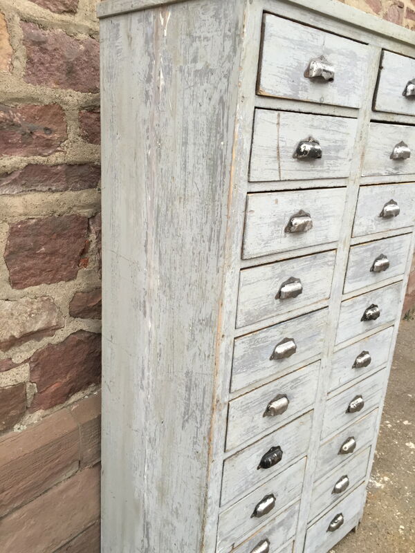 Meuble d'atelier industriel à tiroirs vintage 1930