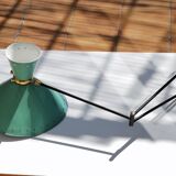Large Diabolo Wall Lamp René Mathieu for Lunel water green color