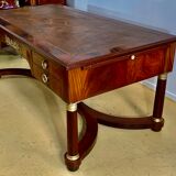 Empire flat desk, mahogany, double-sided, gilded bronzes