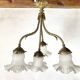 Empire bronze chandelier with 4 lights in glass tulips