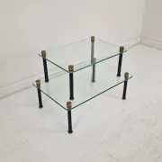 French Modernist Glass and Brass Display Tables with 'P. Andrieux', 1930's