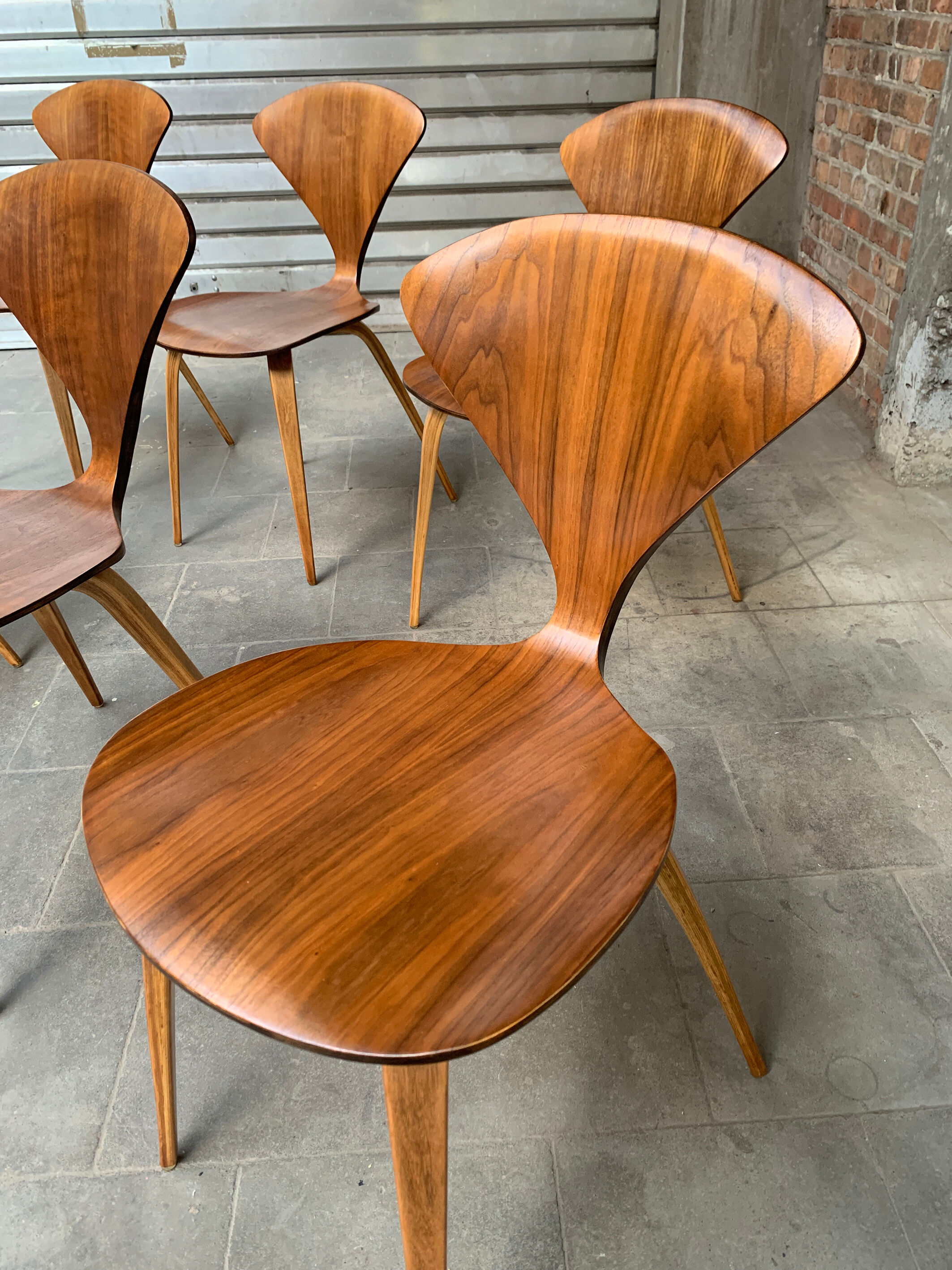 Series of 6 Norman Cherner chairs for Plycraft USA in teak, 1960s