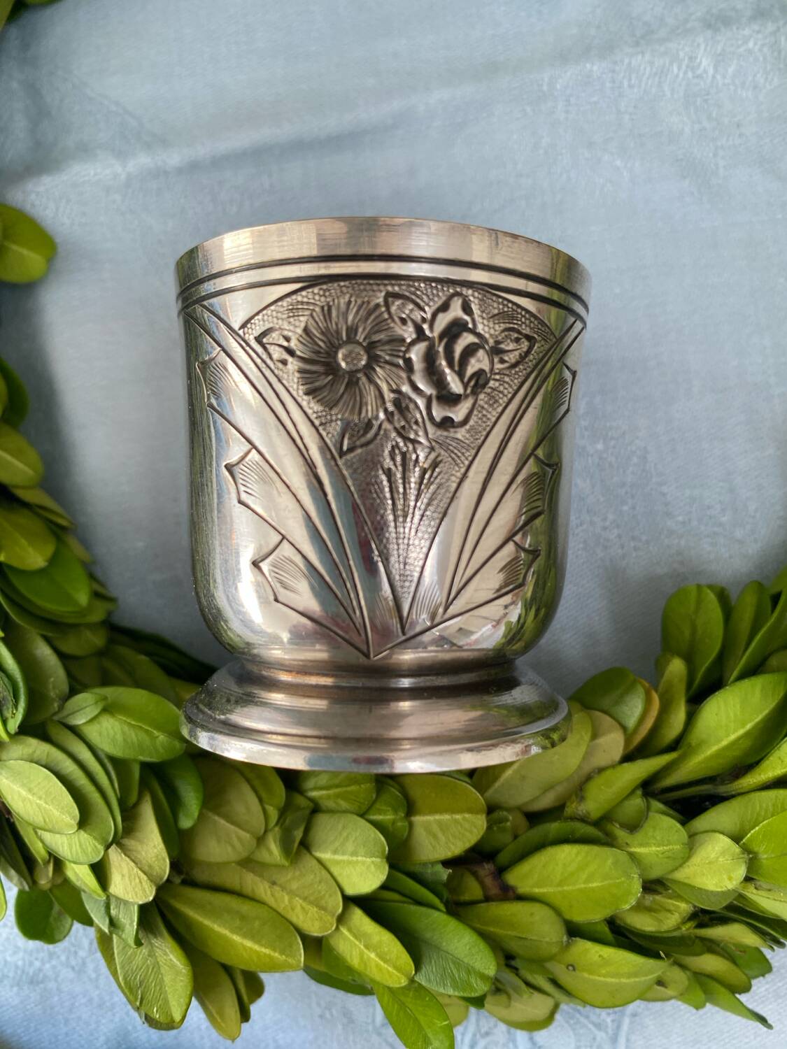 Antique silver-plated egg cup