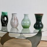 Set of 4 Accolay vases, signed ceramics, France, 1960s