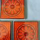 Vintage 5 Villeroy and Boch small tiles, 1960s-70s, orange flowers