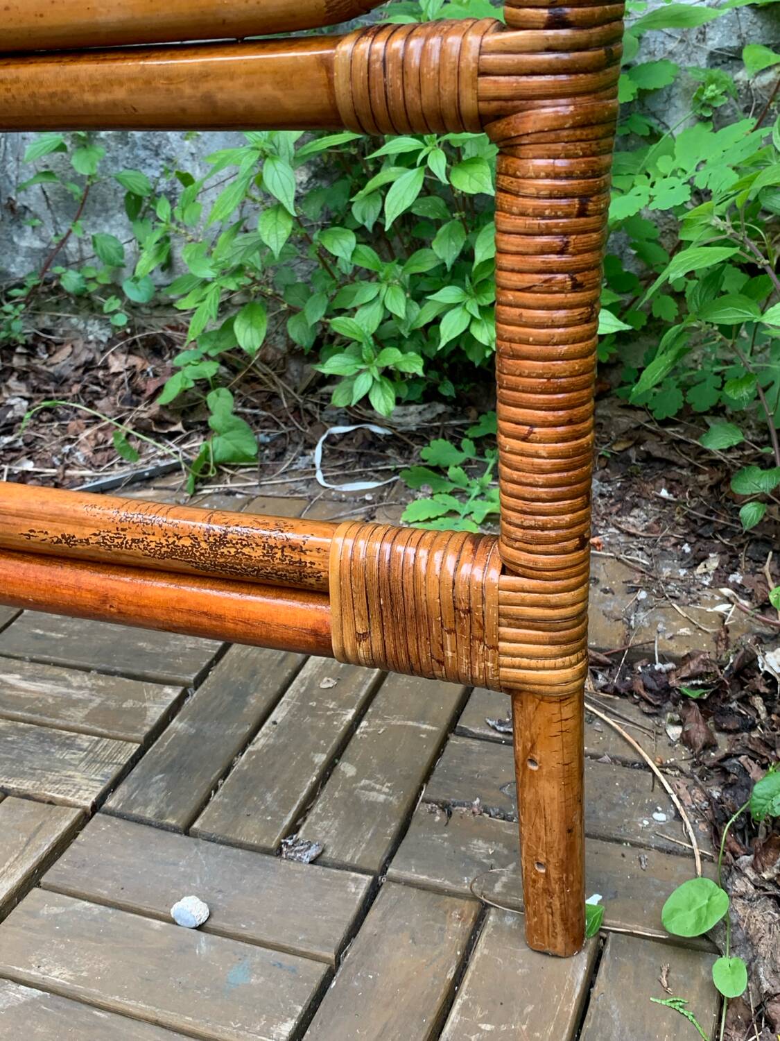 Bamboo and rattan headboard 160cm vintage 1960