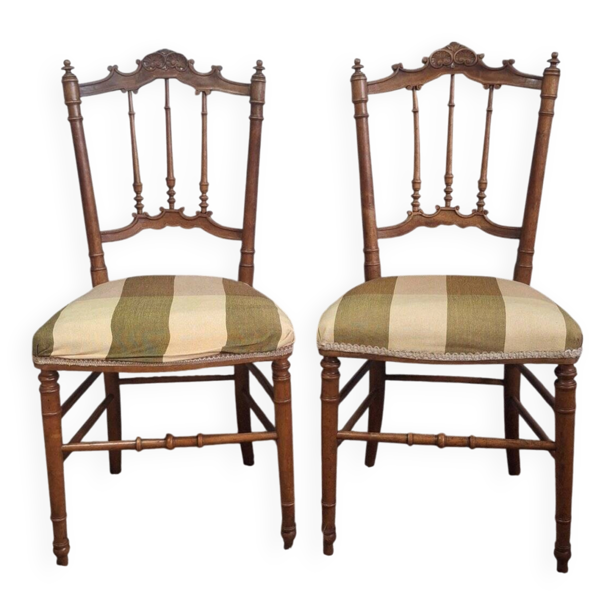 Pair of carved Louis XVI flying chairs ~ 1900 Belle Époque