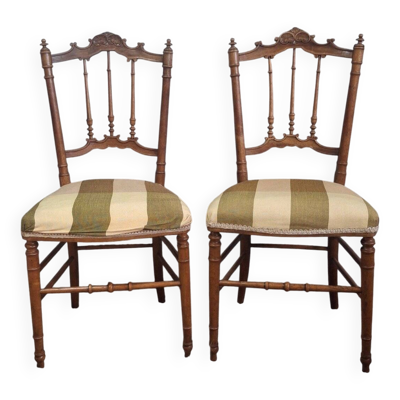 Paire de chaises volantes Louis XVI sculptées ~ 1900 Belle Époque