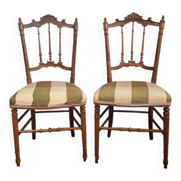Paire de chaises volantes Louis XVI sculptées ~ 1900 Belle Époque