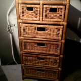 Meuble en rotin 6 paniers