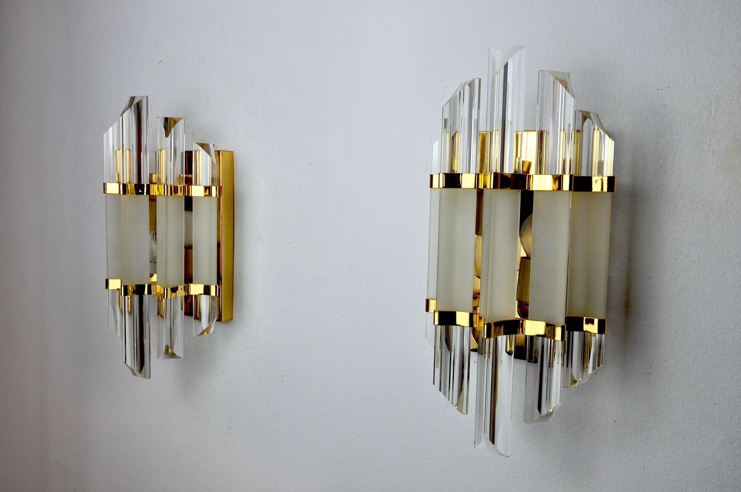 Pair of wall lamps Venini glass from Murano Italy 1970