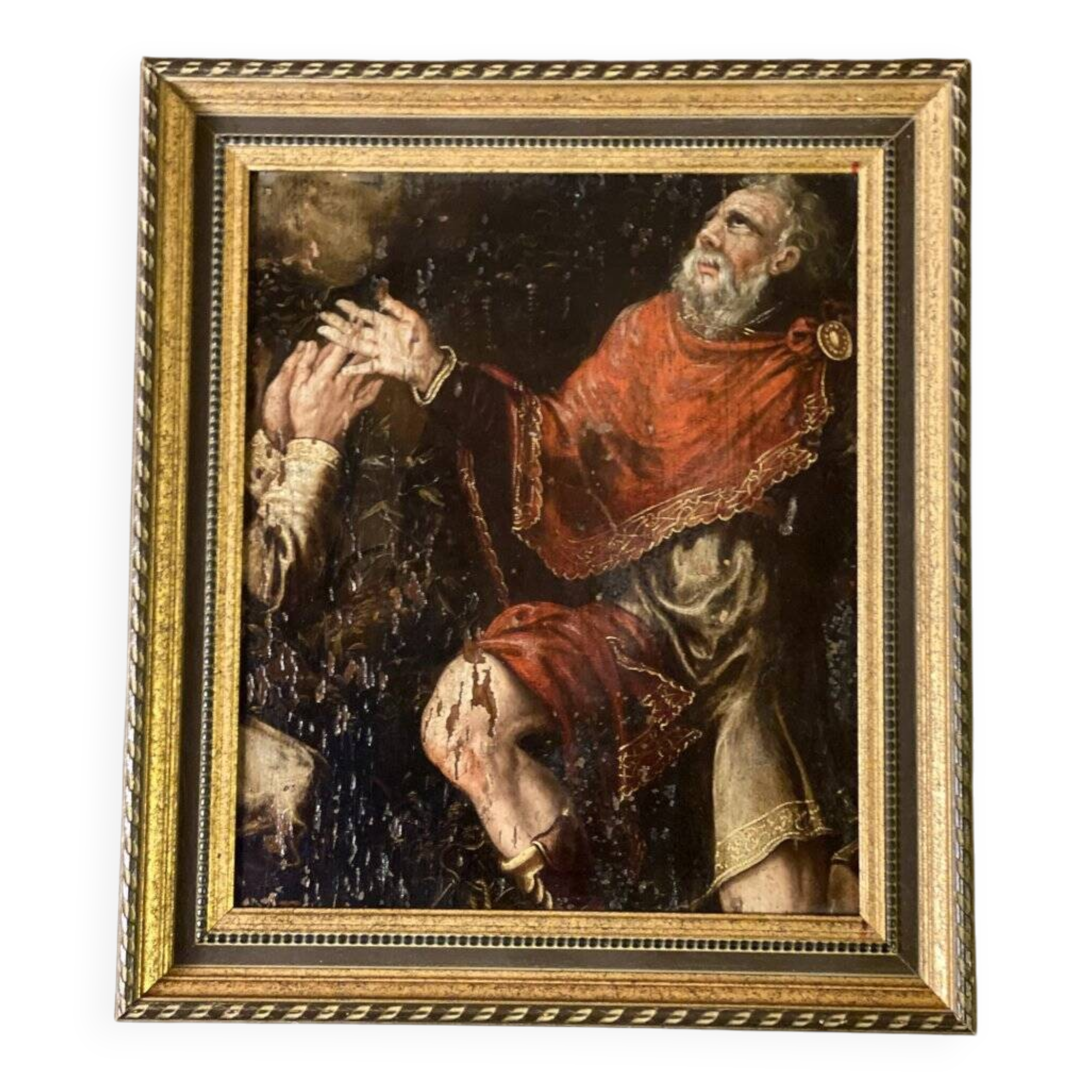 Fragment of an oil on panel, 18th century