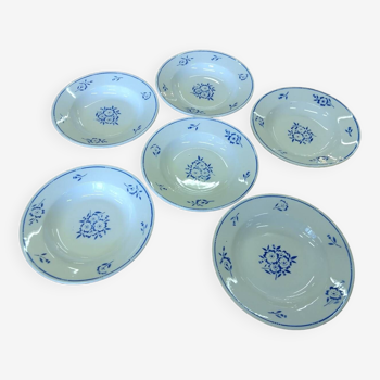 Set of six earthenware soup plates from Moulin des loups