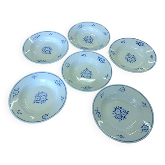 Set of six earthenware soup plates from Moulin des loups