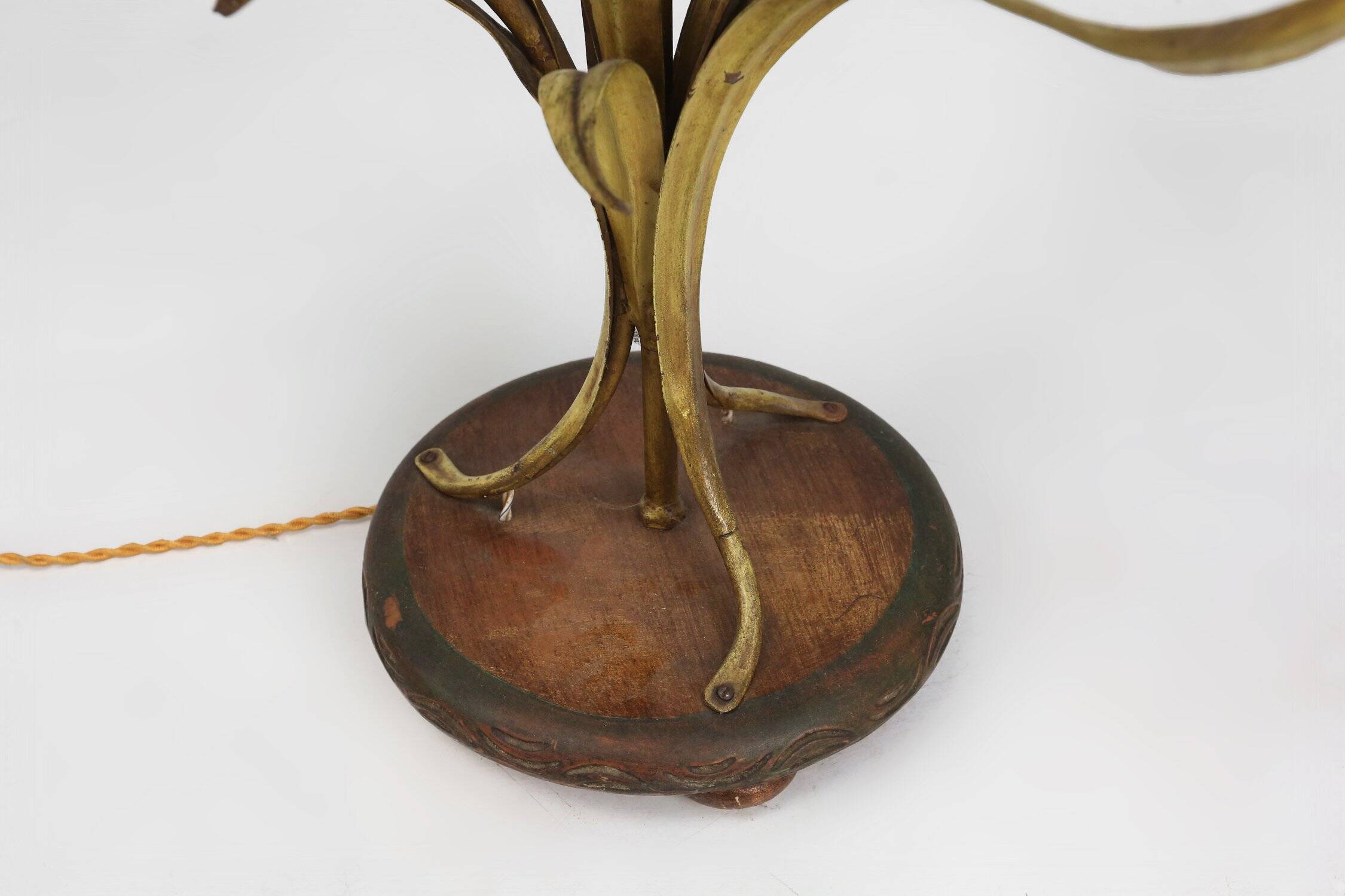 French Hollywood Regency Style Coffee Table with Lightning in Brass Flowers