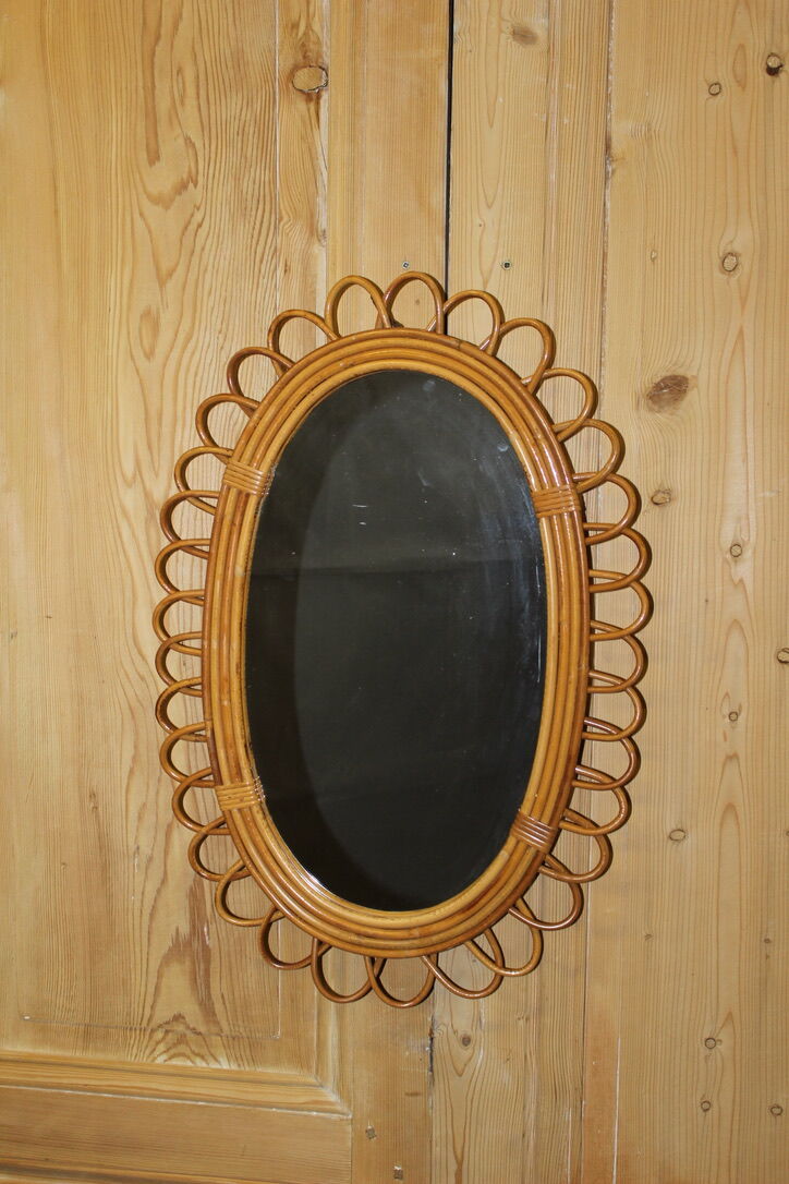 Rattan mirror circa 1960 41x60cm