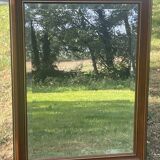 Large mirror with natural wood molding, gold fillet, beveled mirror, (La Gatvinière)
