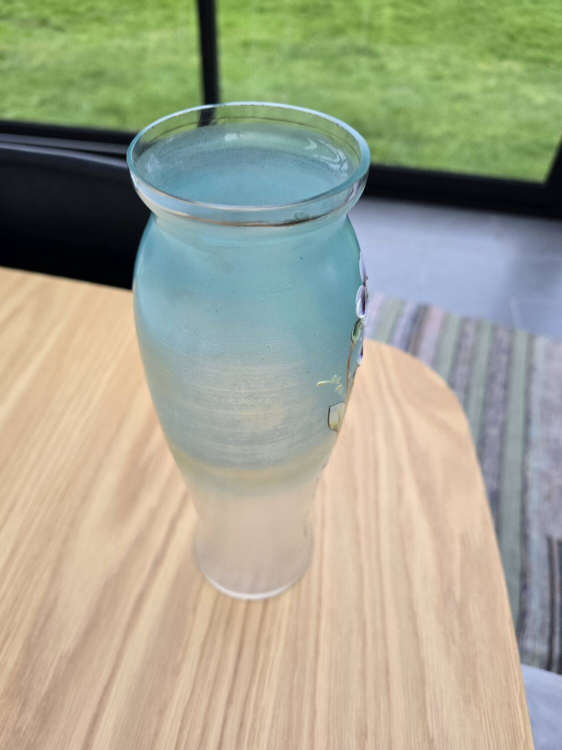 Glass vase with enamel flowers circa 1900