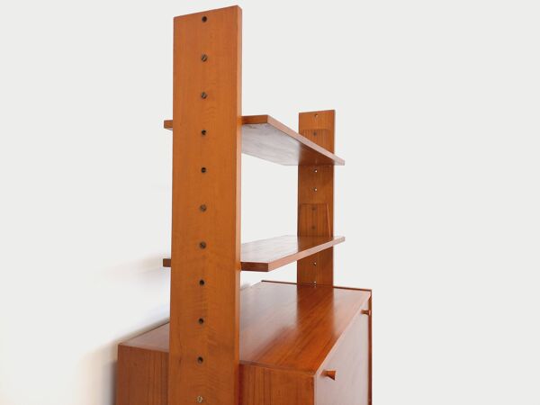 Bibliothèque étagère secrétaire modulable vintage en teck des années 60