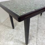 Table à manger en bois italien vintage, laiton et mosaïque de verre, années 1950