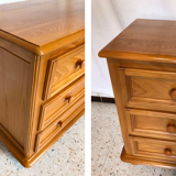 Vintage wooden chest of drawers 3 drawers round buttons country style