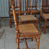 Set of 8 tanned chairs.