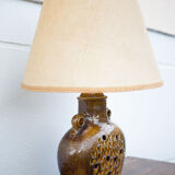 vintage enamelled terracotta lamp, table lamp, lampshade lamp, pottery, home decor, lamp