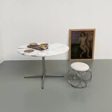 60s marble table with chrome cross base
