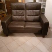 Sofa 2 places Stressless seat ultra comfort, leather Noblesse-Brown, sofa of high quality.