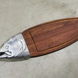 Scandinavian fish cutting board in solid teak 91 cm