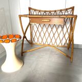 Bamboo and rattan desk and stool