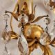 Hand-forged wall lamp gilded with gold leaf and crystals, Italy