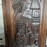 Ancienne porte en bois sculpté en chêne