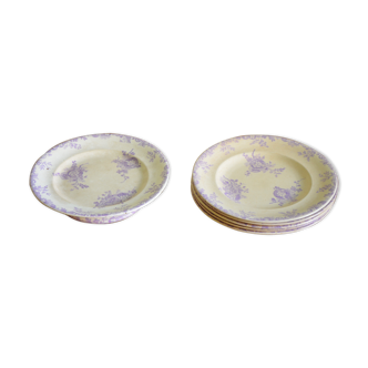Lot de 5 assiettes et d'un compotier Longwy collection Hanoi