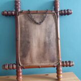 Mirror with turned bamboo-style wooden frame 40x34 cm