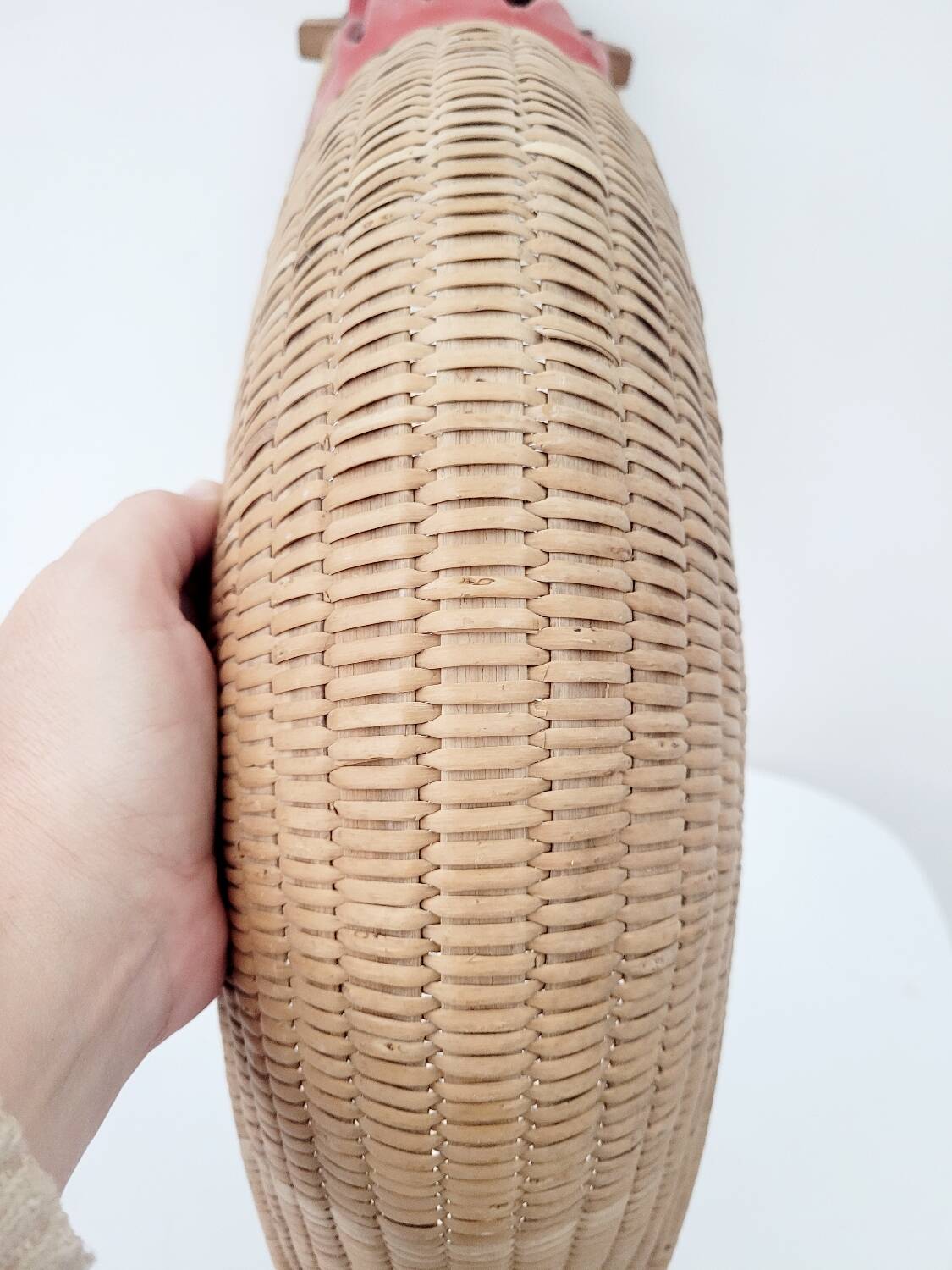 Large vintage Basque ball of chistera in wicker and leather